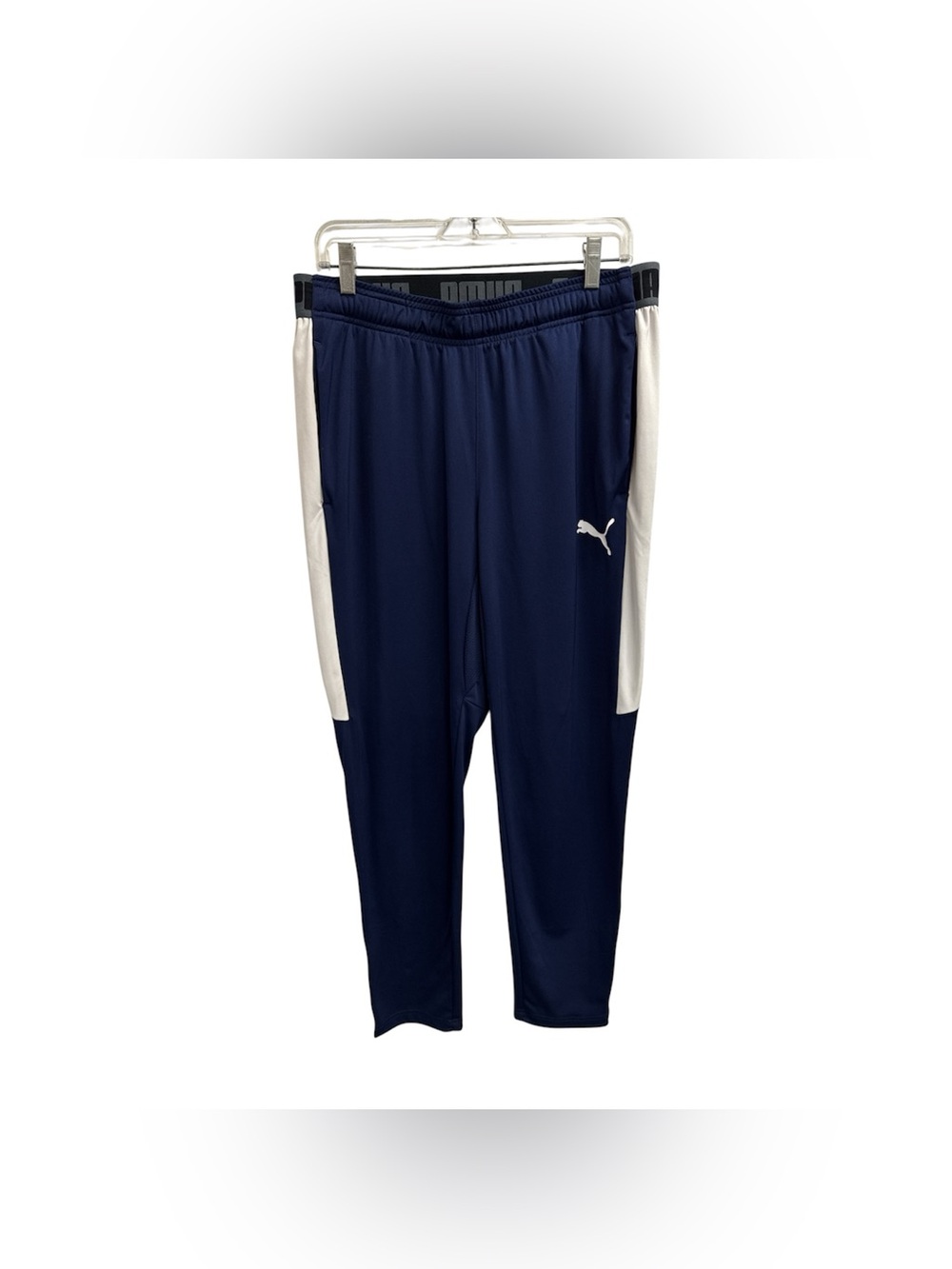 Puma Navy Blue Joggers with White Side Panels Size L